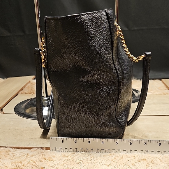 Coach Black Leather Shoulder Bag with Gold Accents - Picture 5 of 10